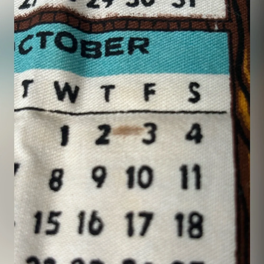 Vintage Pink Calendar Tea Towel 1980 Australia Cotton 28”x17.5” Koalas Birds